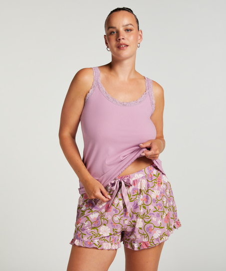 Débardeur côtelé en dentelle, Violet