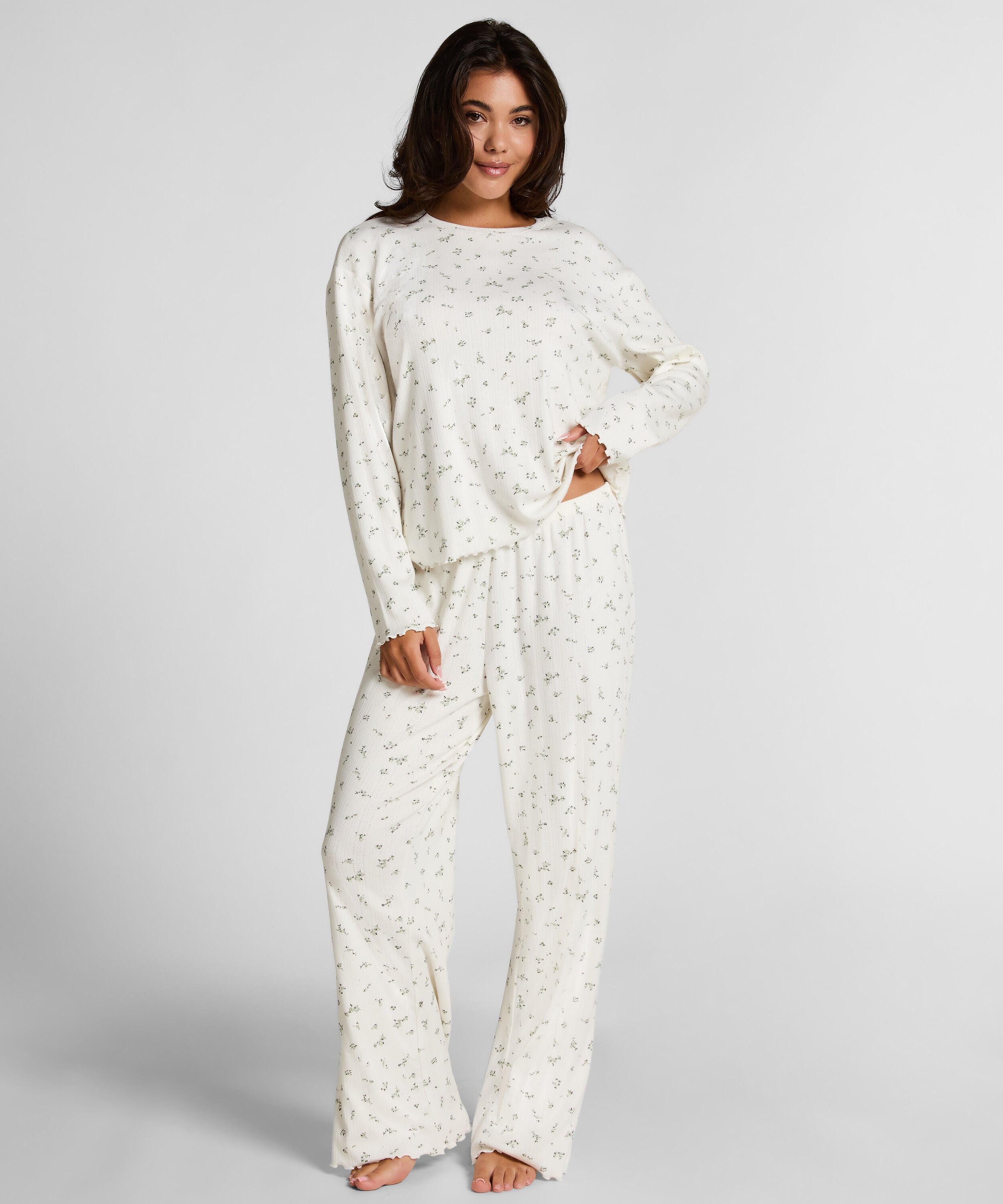 Pyjama Pant Loose Pointelle, Blanc Pyjama Pant Loose Pointelle, Blanc