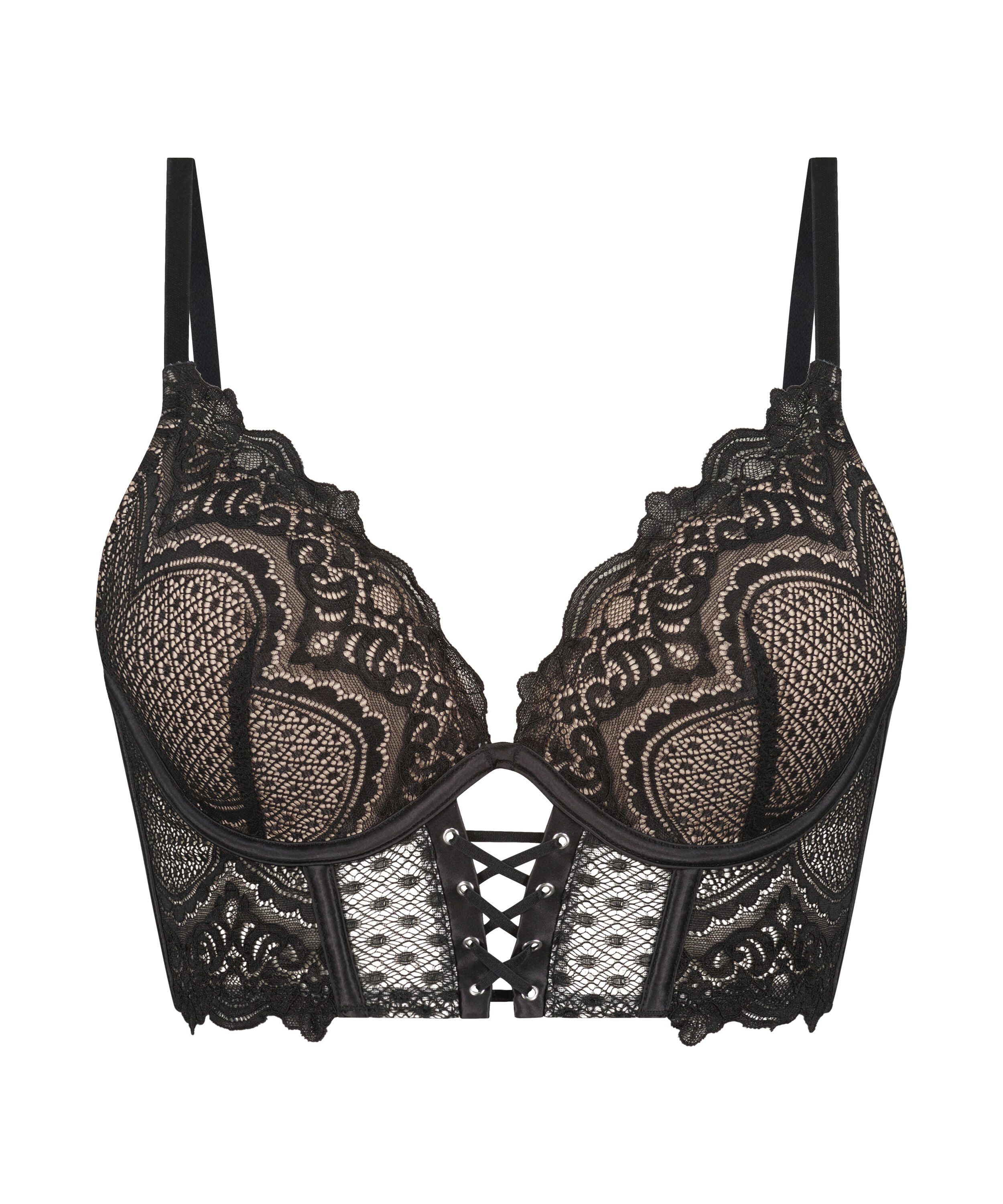 Soutien-gorge Push-up Noir Dentelle Avec Armatures - Nœud Satin - Taille 28A - Neuf Sans étiquette