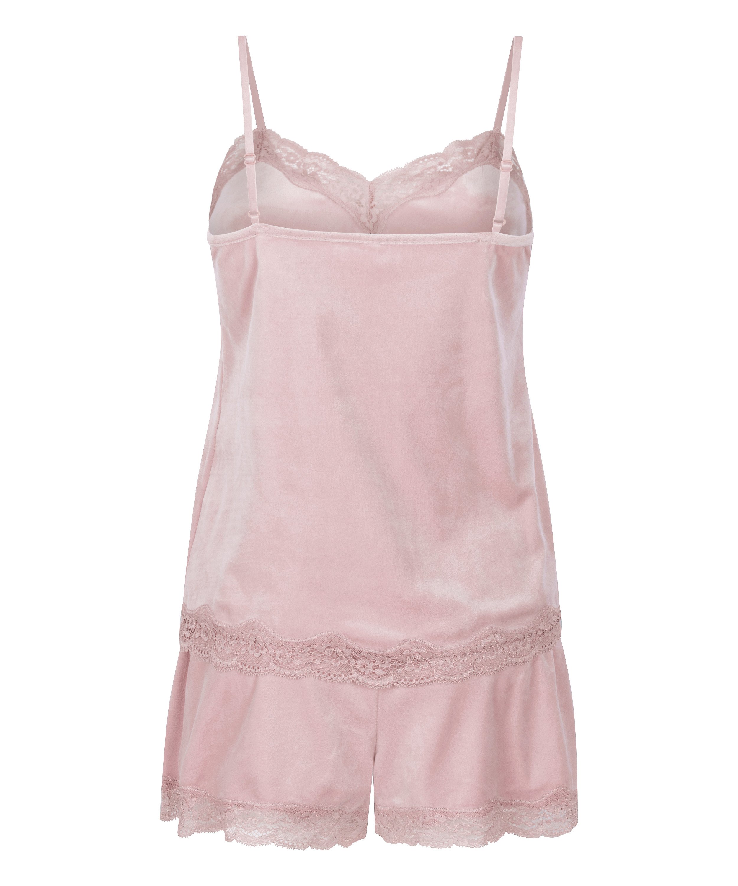Camisole velours Dentelle, Rose, main