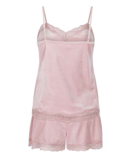 Camisole velours Dentelle, Rose