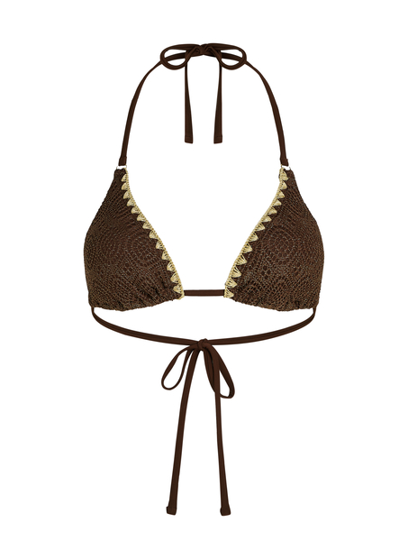 Crochet triangle Bikini Top, Marron