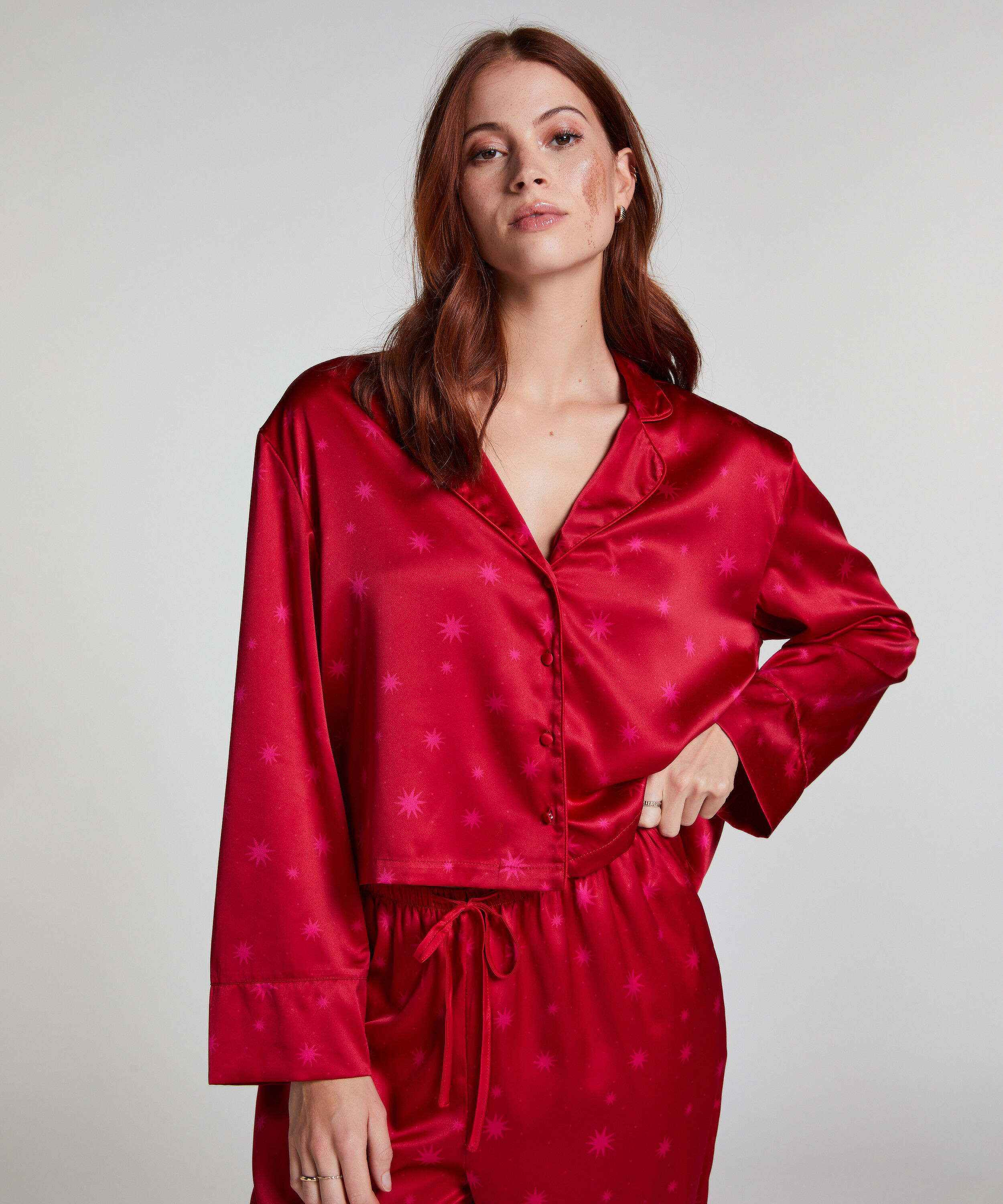 Veste à manches longues Satin, Rouge