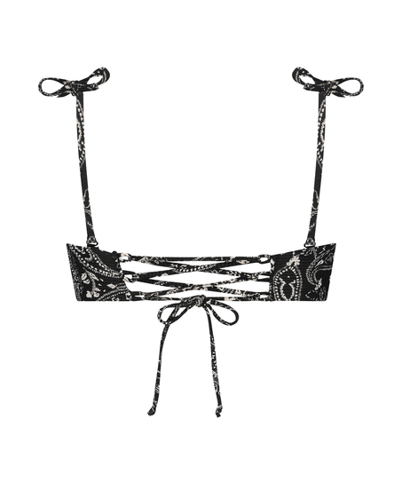 Crop top Bikini Paislay, Noir