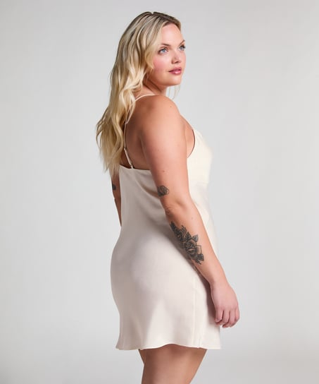 Robe nuisette en satin Minimal, Blanc