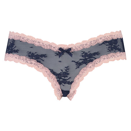Slip br&eacute;silien V-shape Floral Mesh, Bleu