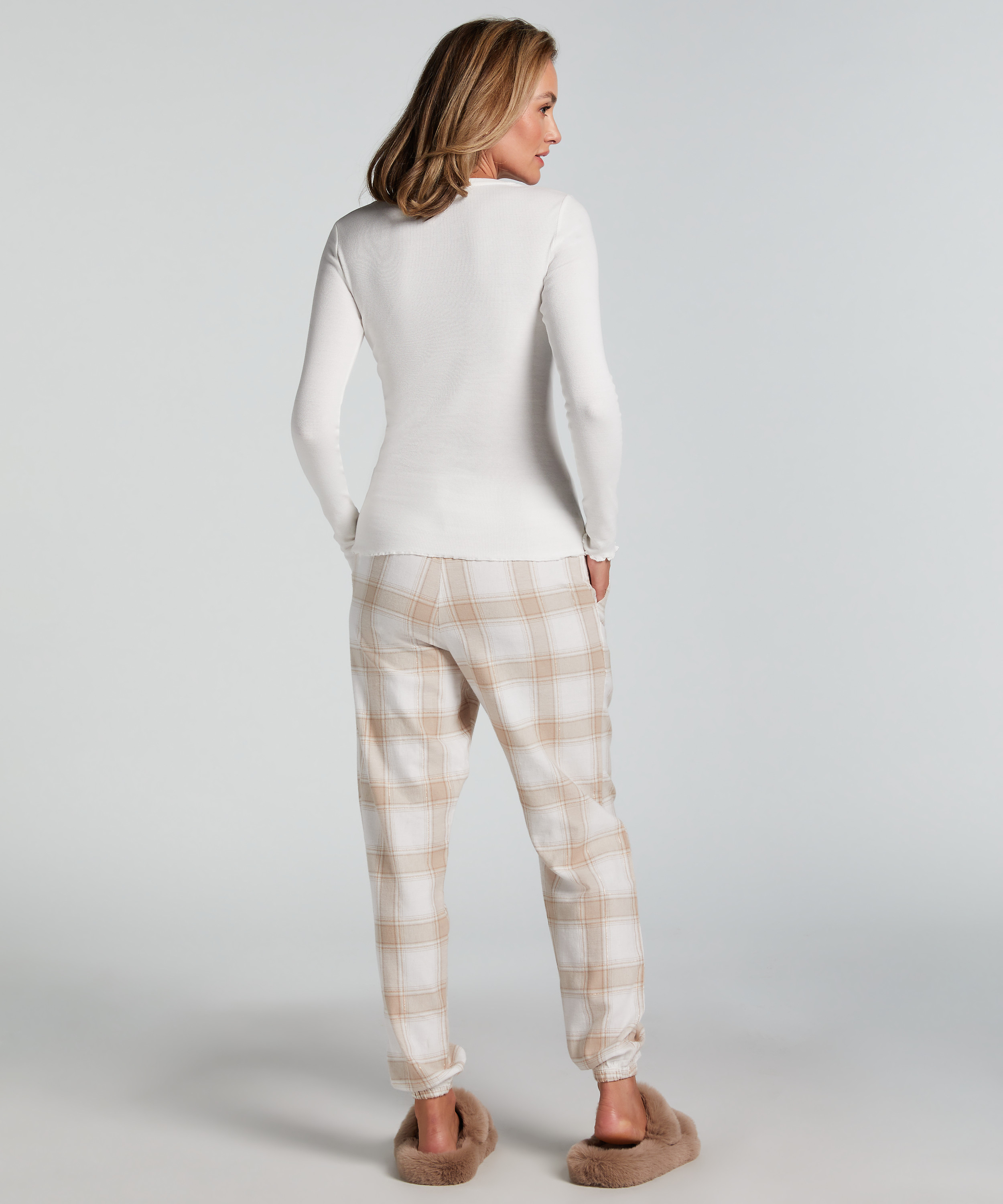 Pantalon de Pyjama Flanel, Beige, main