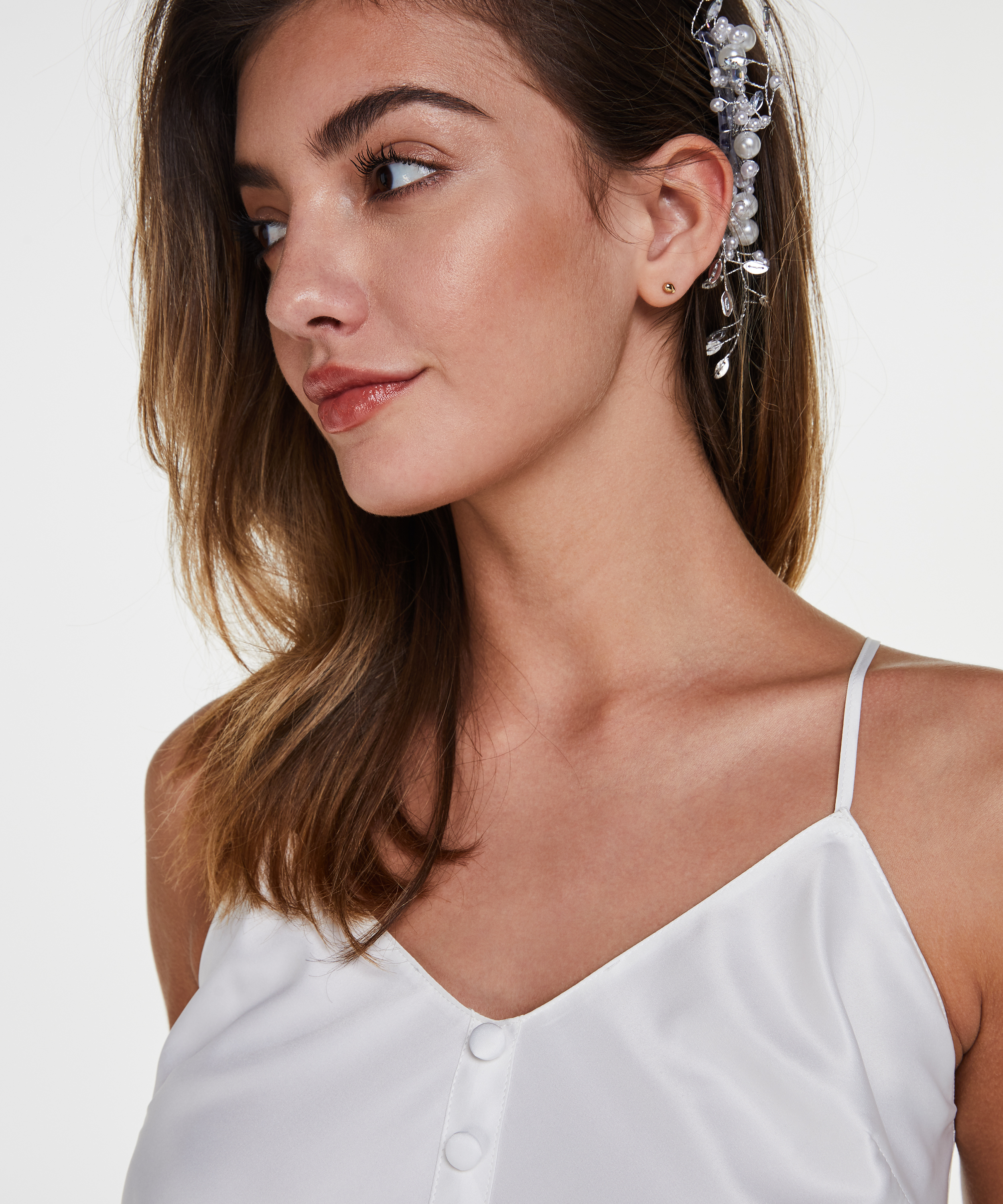 Top satin Bridal, Blanc, main