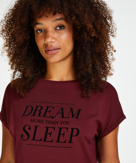 Chemise de nuit à col rond, Rouge