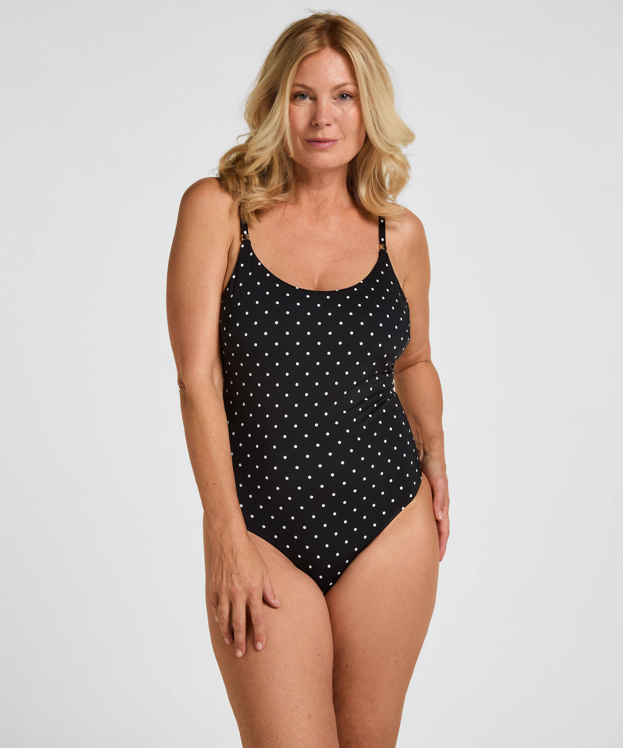 Maillot de Bain Luxe à Pois, Noir