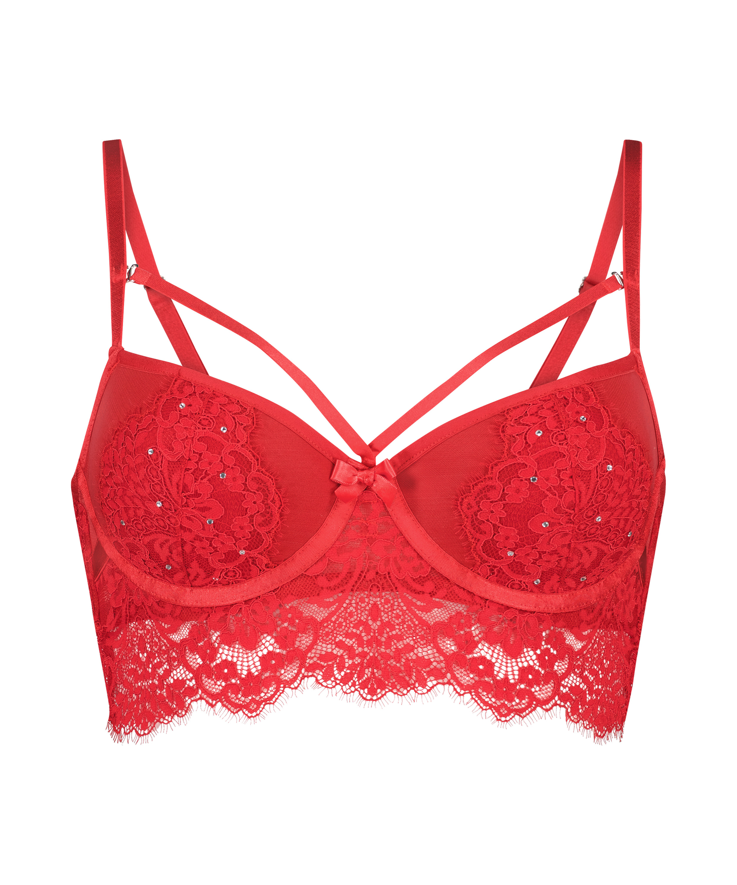 Soutien-gorge à armatures préformé longline Pauline, Rouge, main