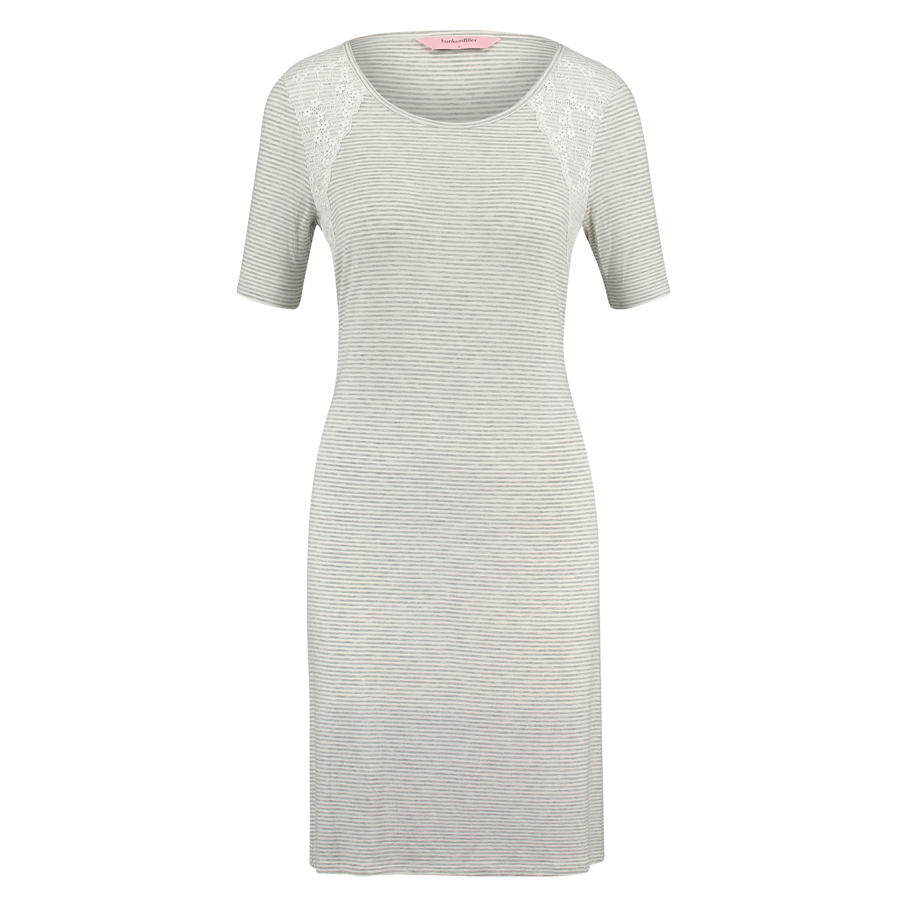 Chemise de nuit à col rond, Gris, main