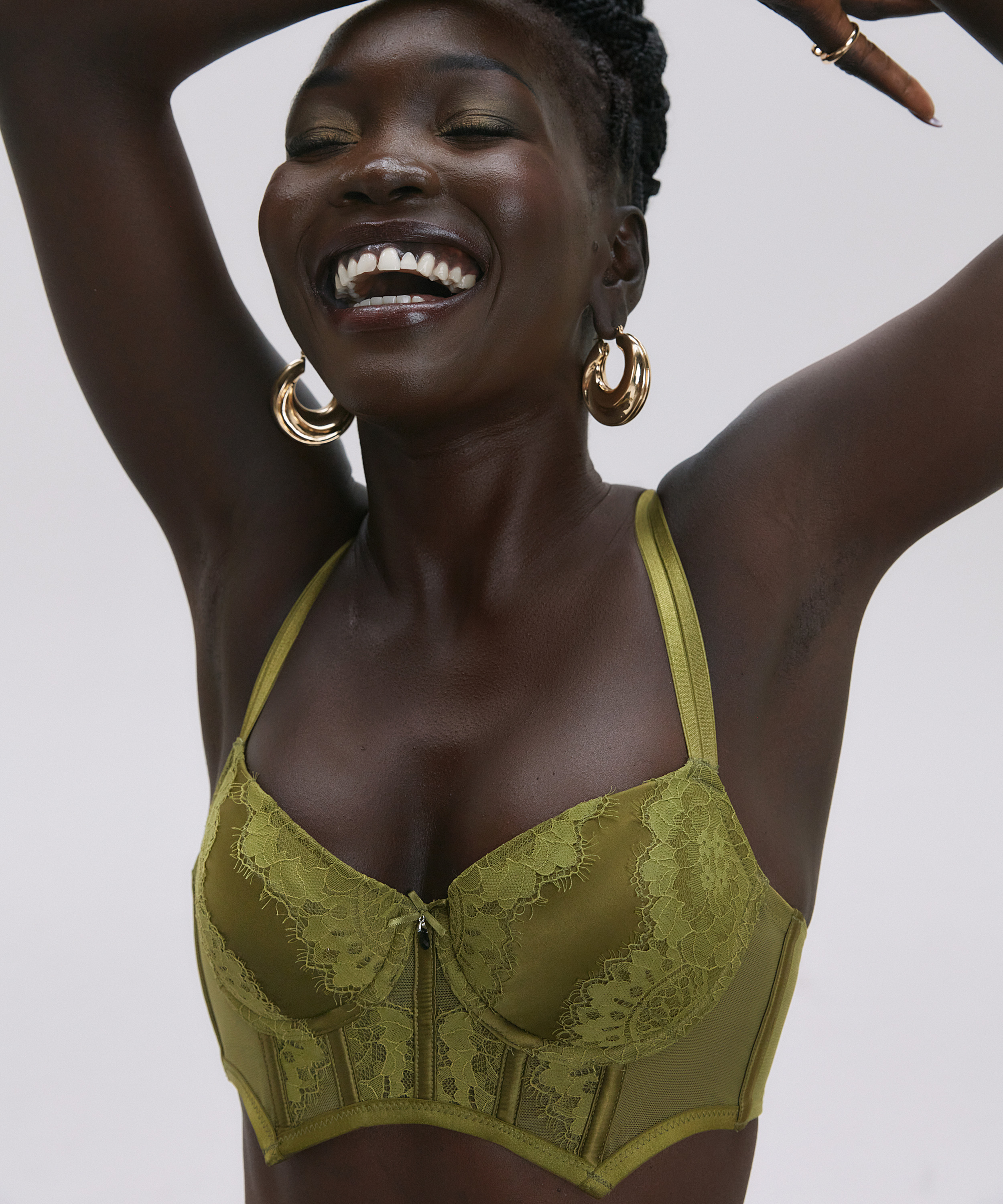 Soutien-gorge à armatures préformé longline Amelie, Vert, main