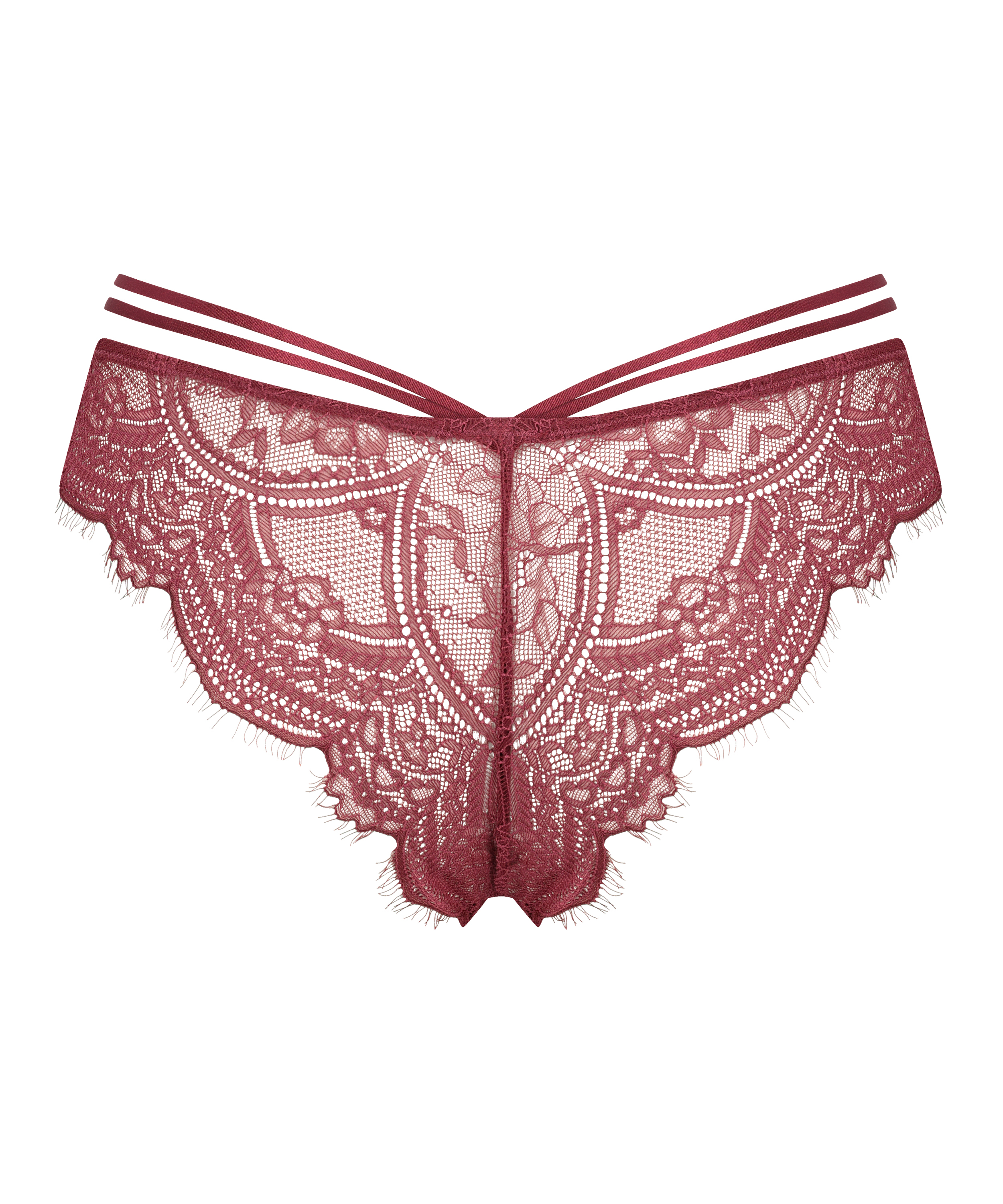 Slip brésilien échancré Sian, Rouge, main