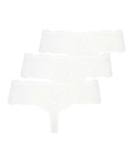 Lot de 3 boxers string Florence, Blanc