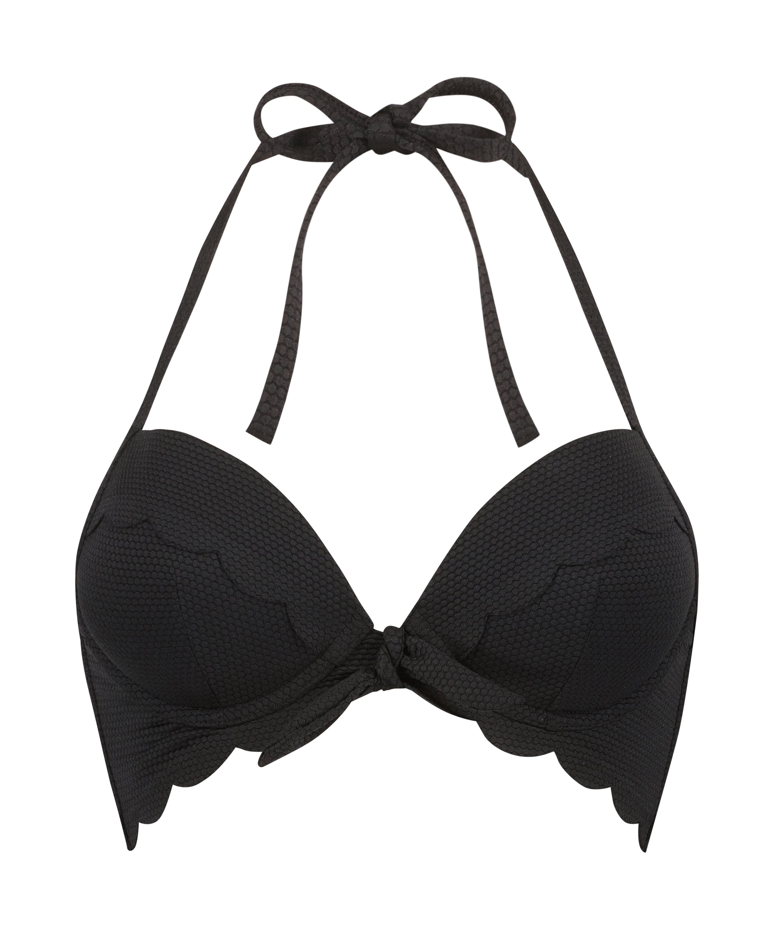 Haut de bikini push up Scallop, Noir