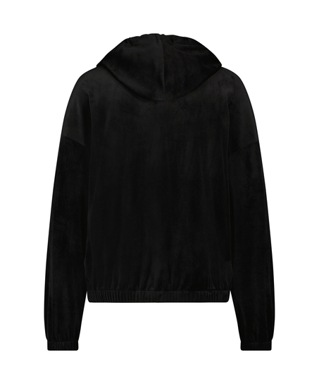 Manteau &agrave; capuche velours, Noir