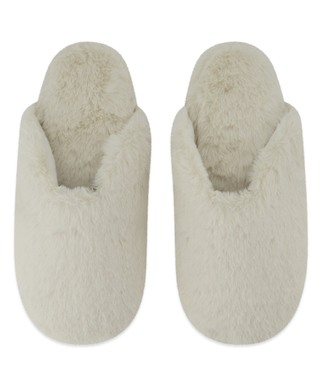 Pantoufles mules Teddy, Blanc