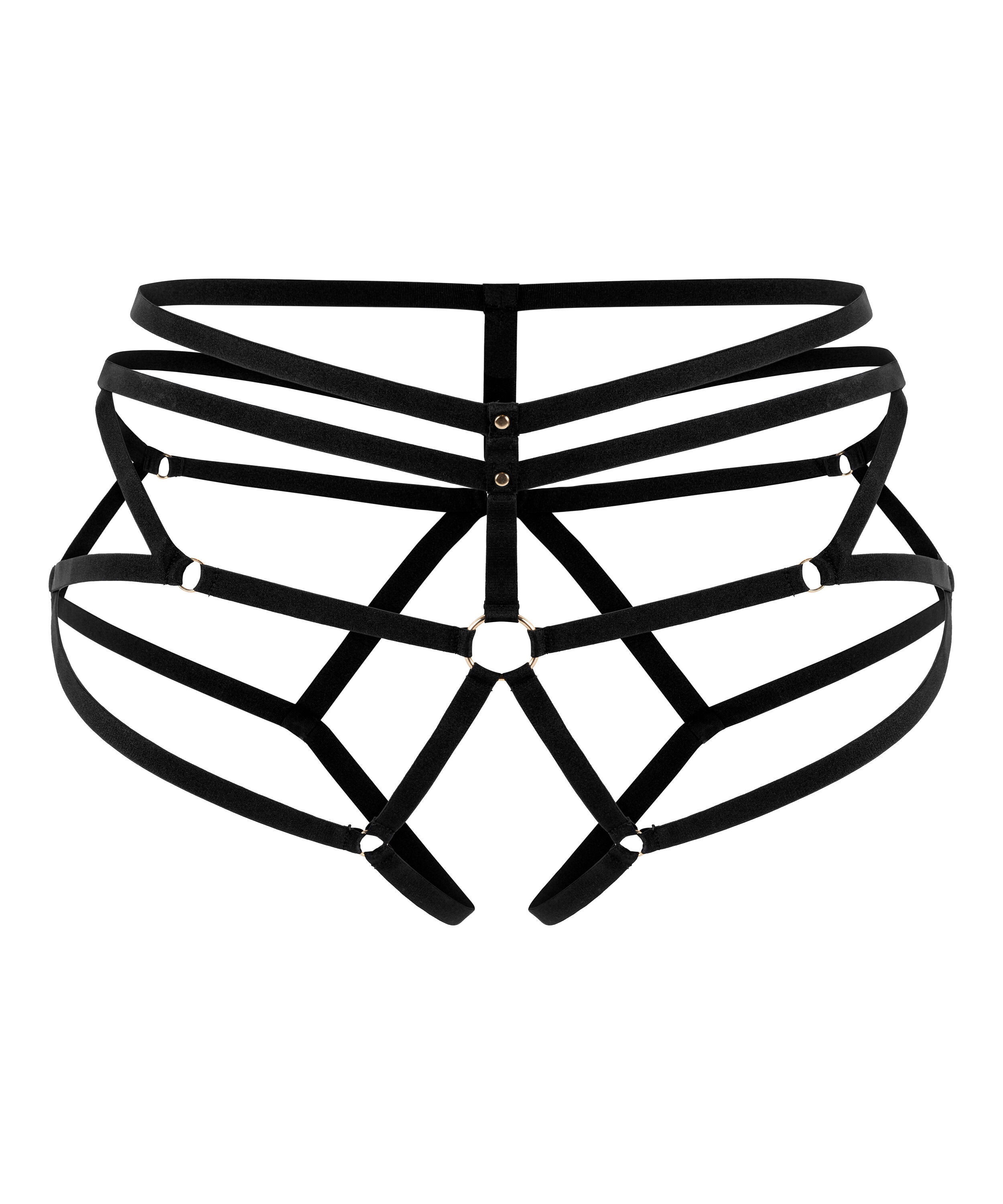 Slip ouvert &eacute;lastique, Noir