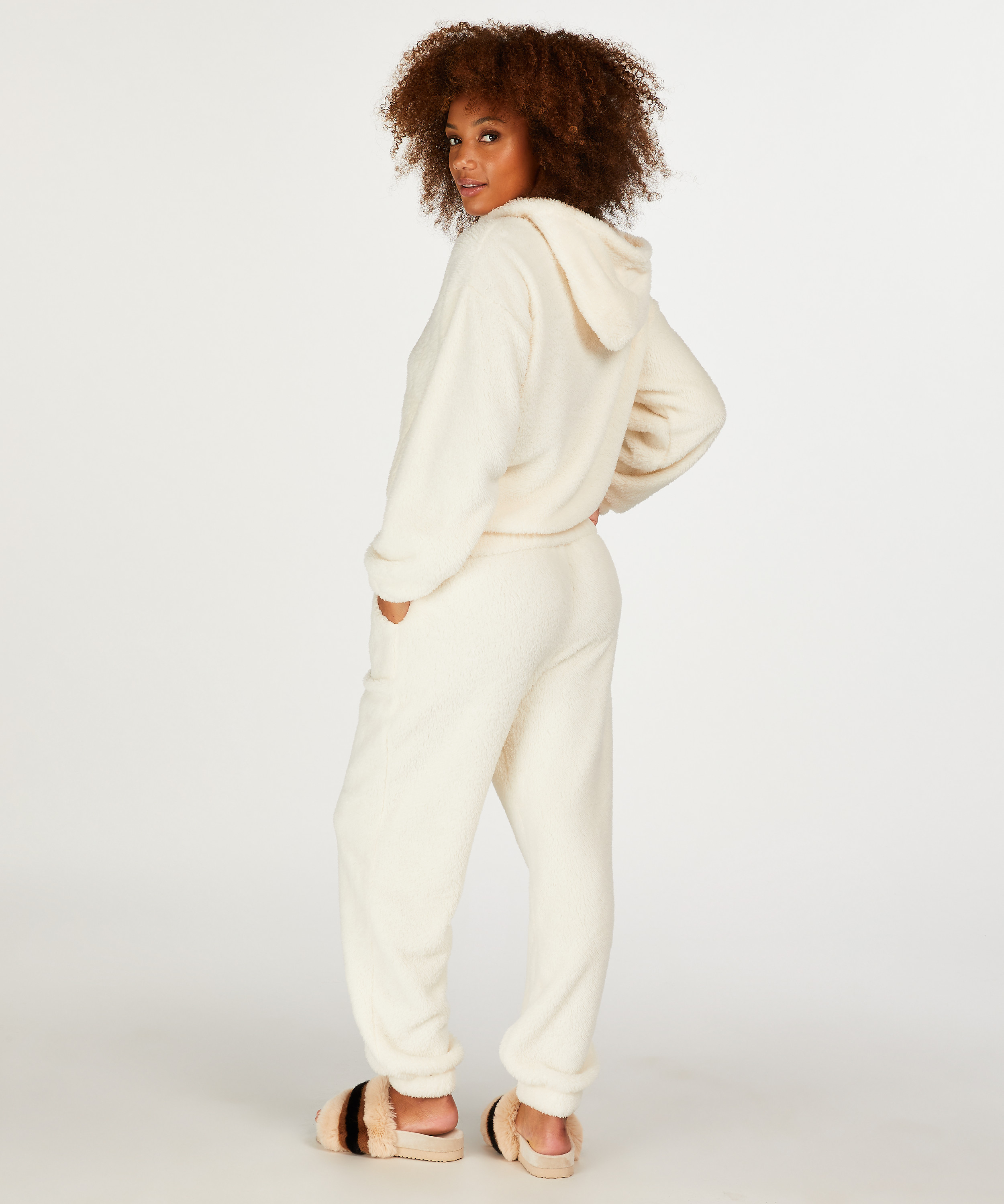 Sweat à Capuche polaire Snuggle, Blanc, main