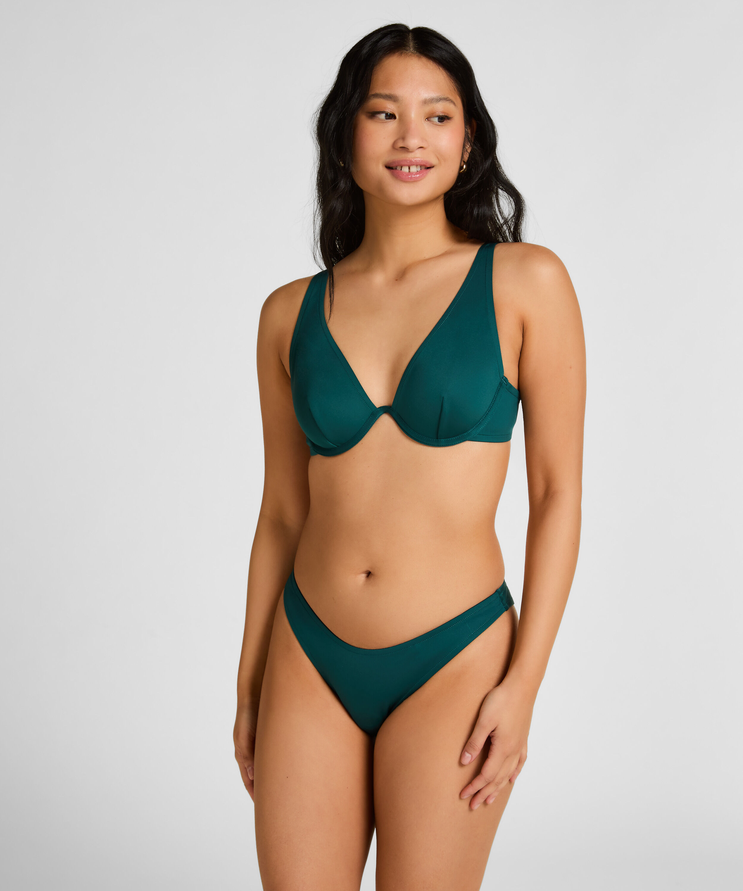 Bas de bikini à jambe haute en néoprène, Vert