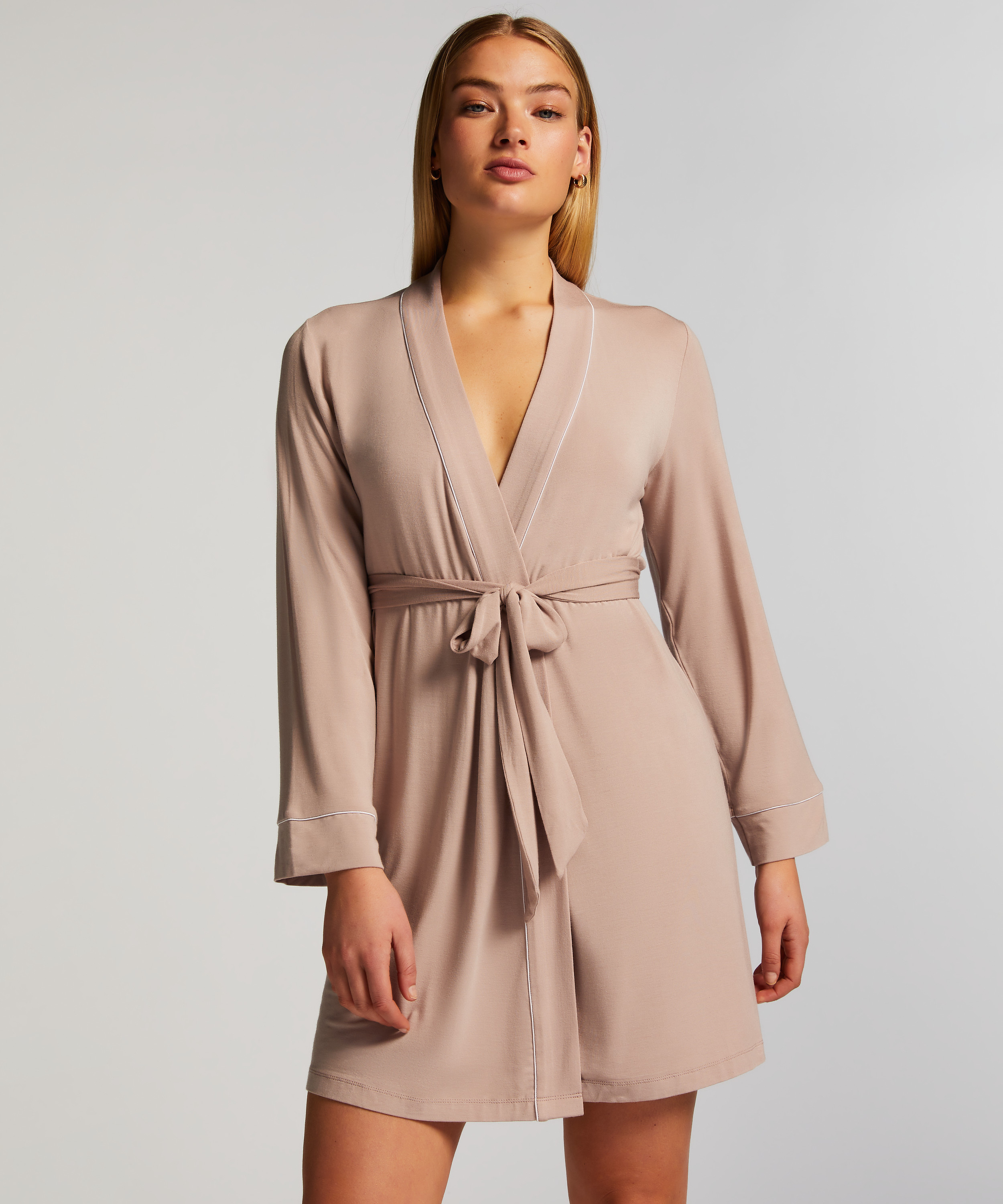 Peignoir court en jersey Essentials, Beige, main