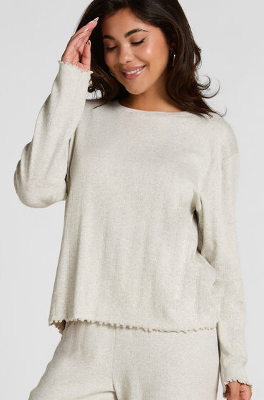 Hunkemöller Pyjama Top Loose Pointelle Gris