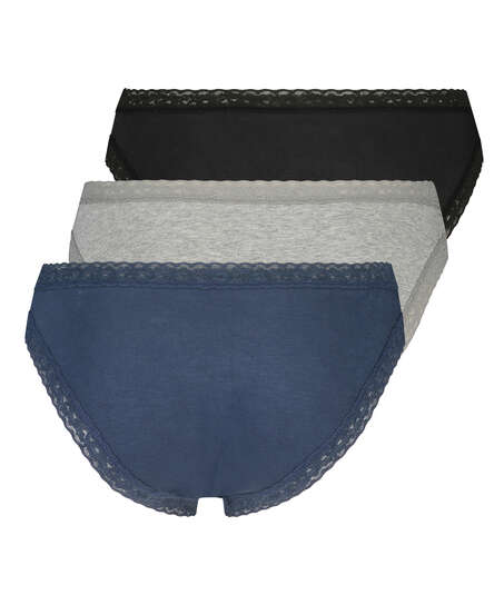 3 paires de slips, Bleu