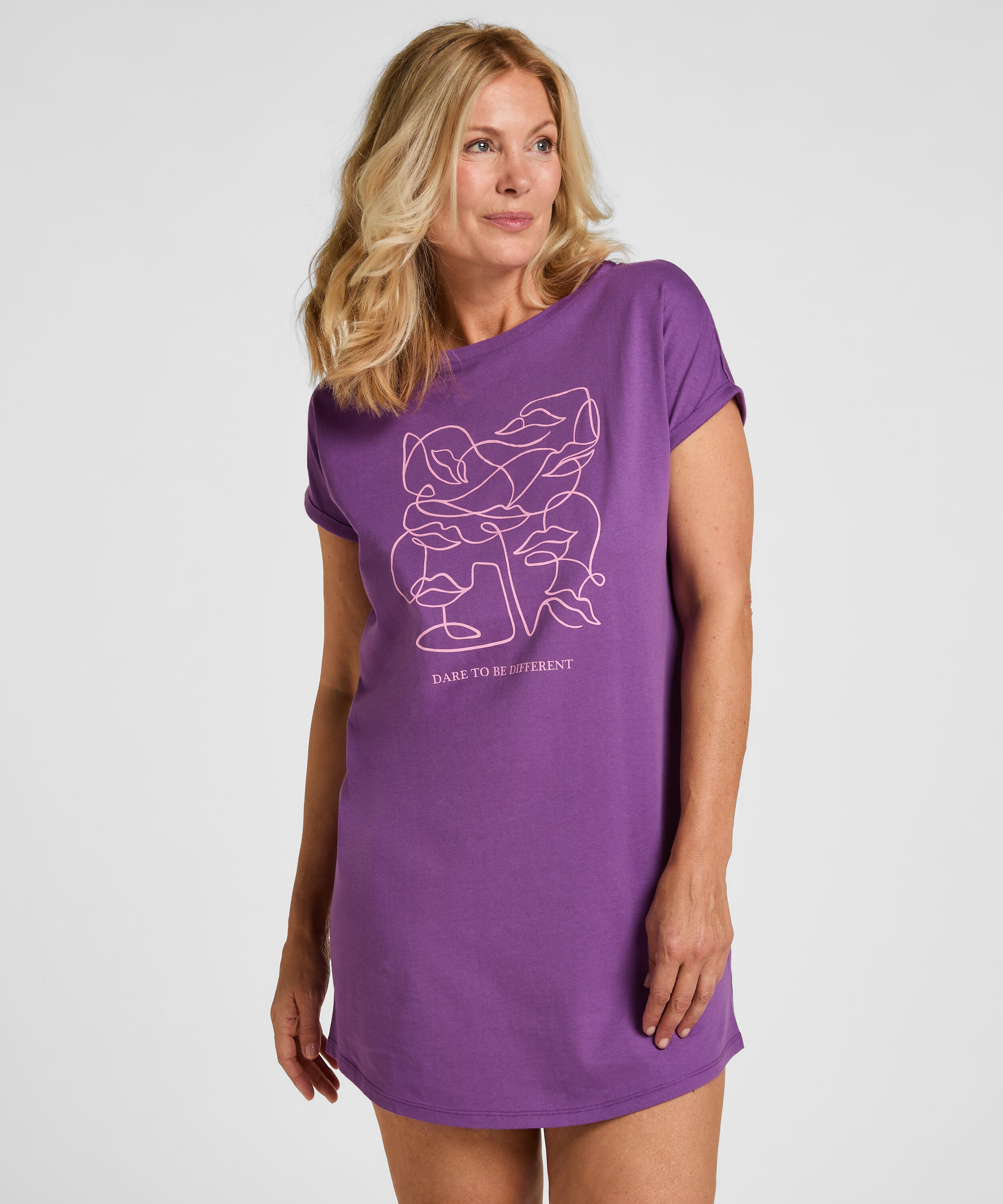 Chemise de nuit à col rond, Violet