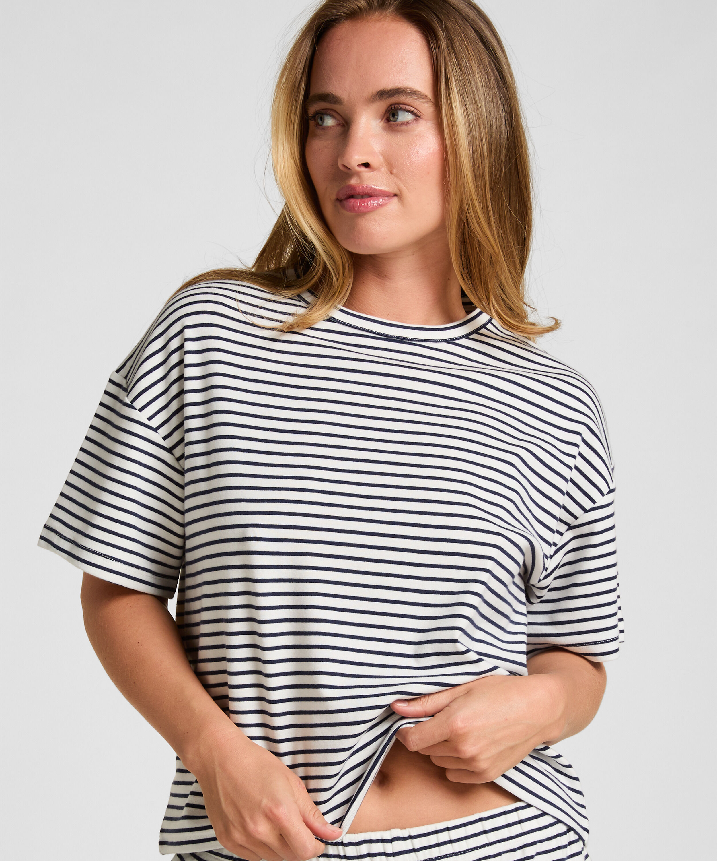 Haut de Pyjama Rayé Jersey, Bleu