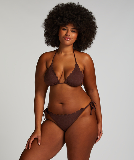 Haut de bikini triangle Scallop Lurex, Marron