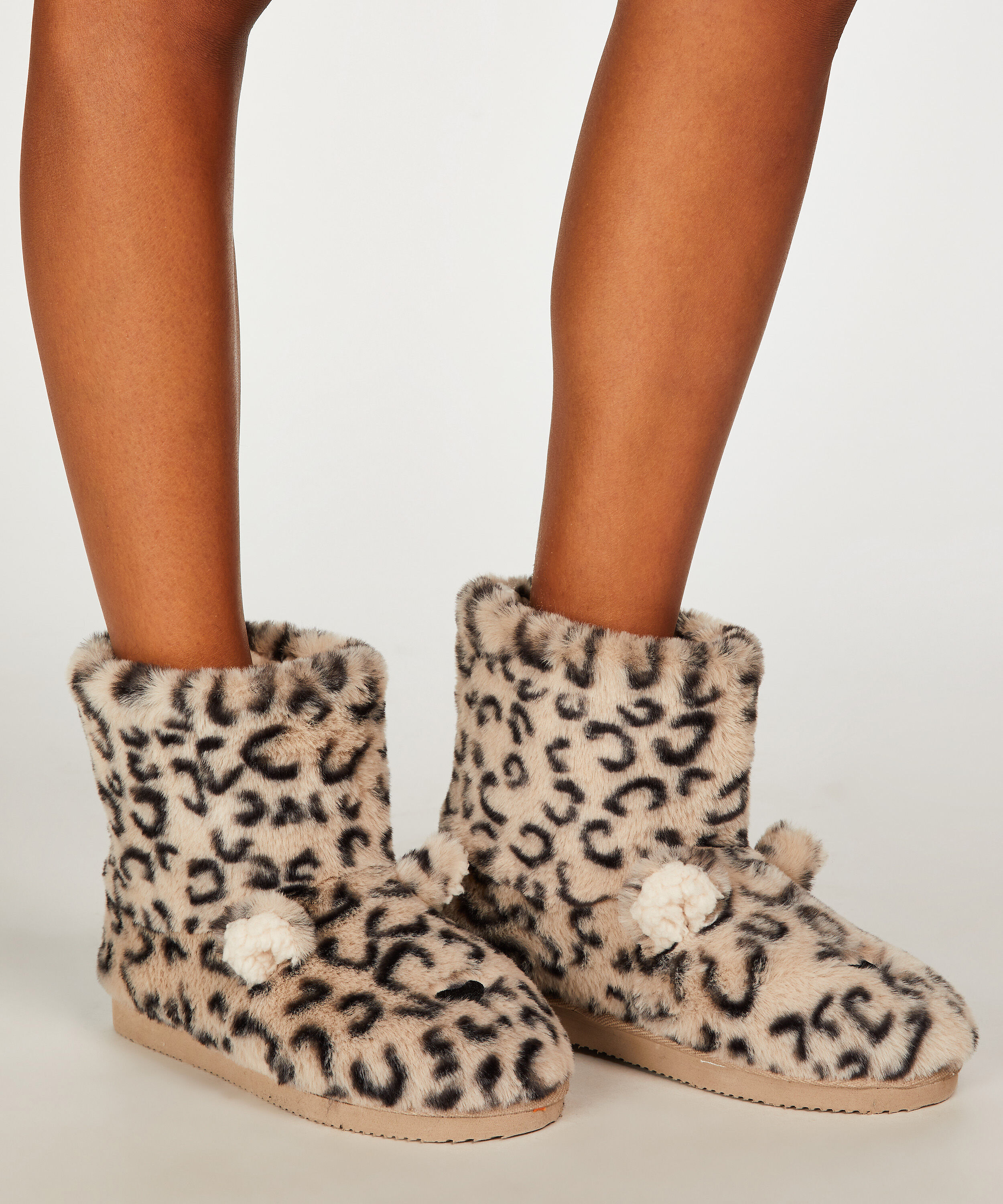 Pantoufles Leopard Print Boot, Beige