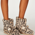 Pantoufles Leopard Print Boot, Beige