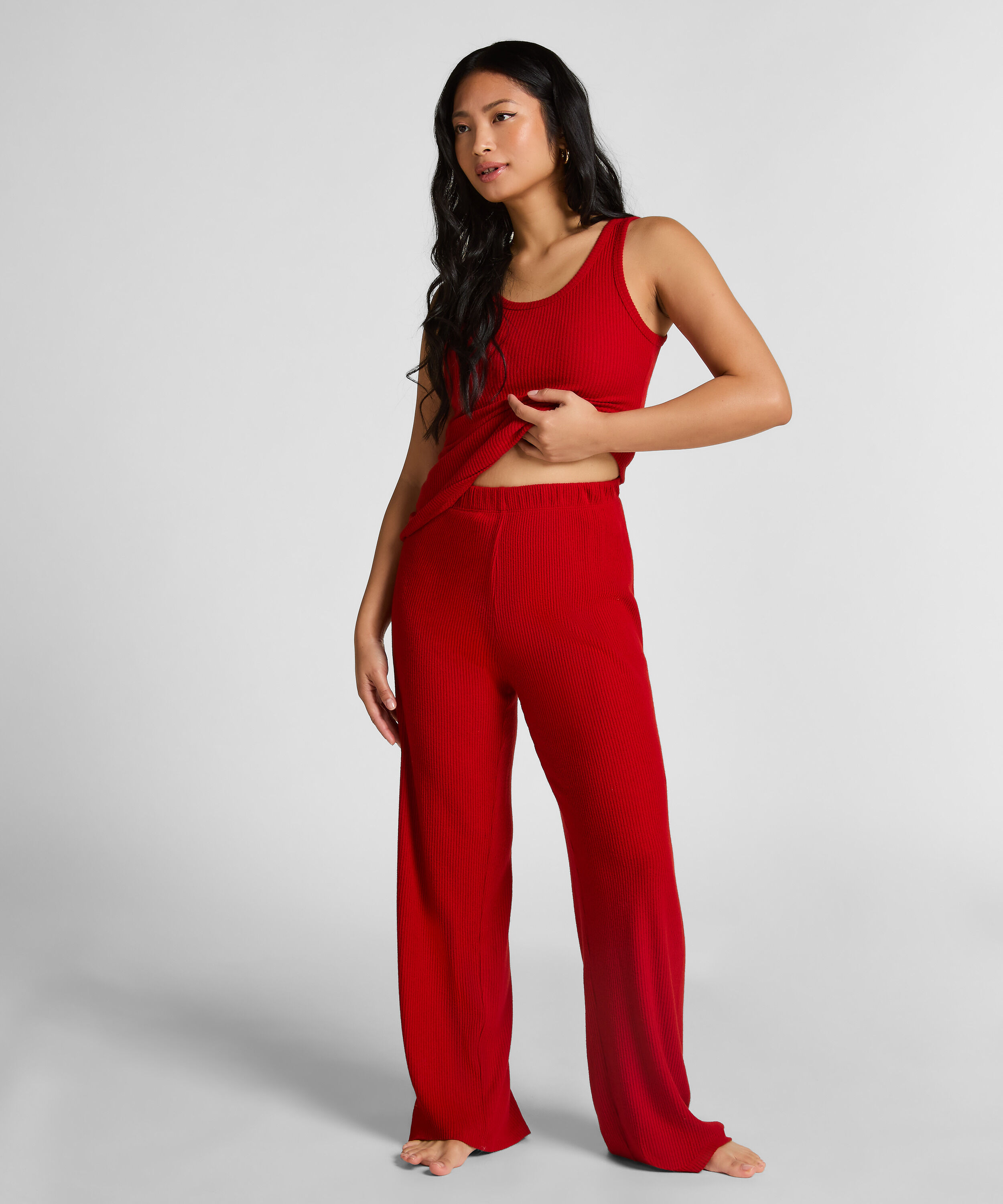 Pantalon Brushed Jersey, Rouge