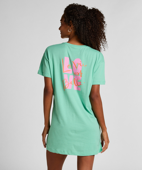 Chemise de nuit &agrave; col rond, Vert