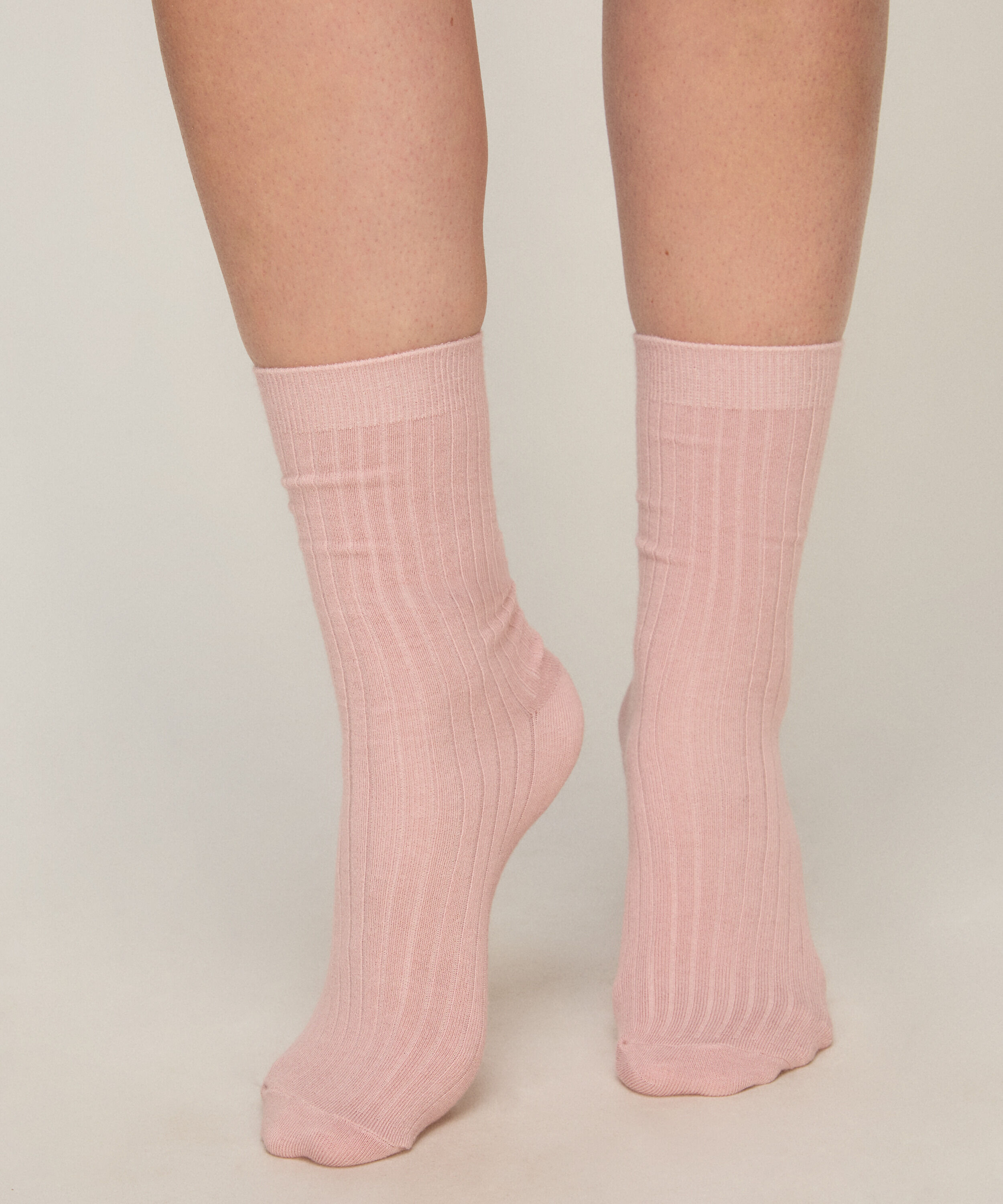 Cashmere Blend Ribbed Socks, Rose Cashmere Blend Ribbed Socks, Rose