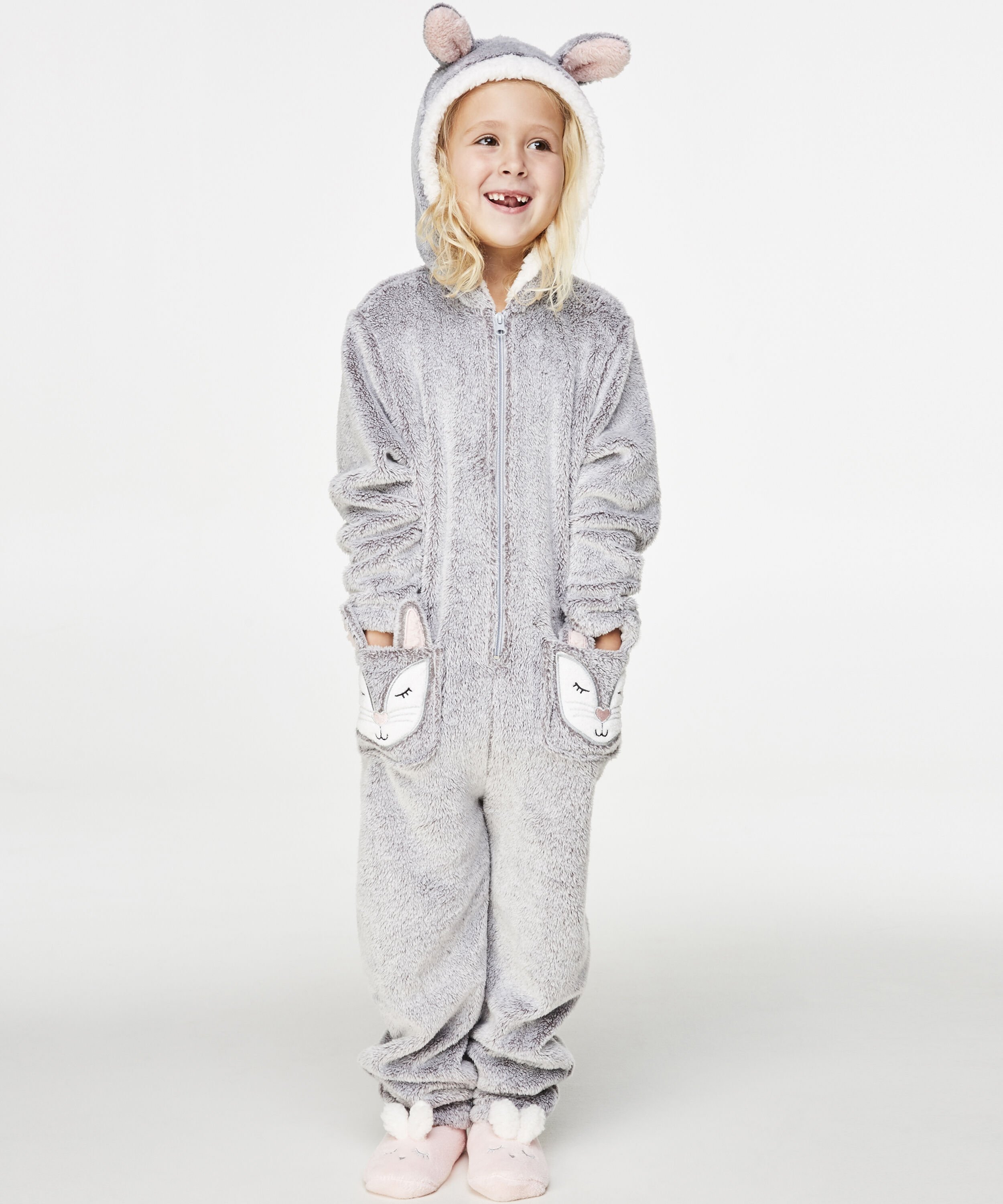 Fleece Onesie Kids, Gris