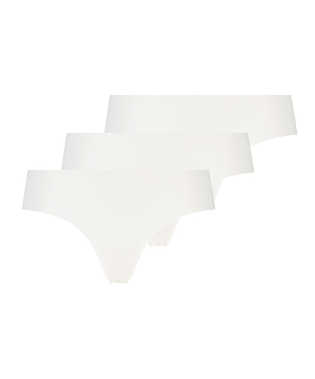 Lot de 3 slips brésiliens invisibles, Blanc