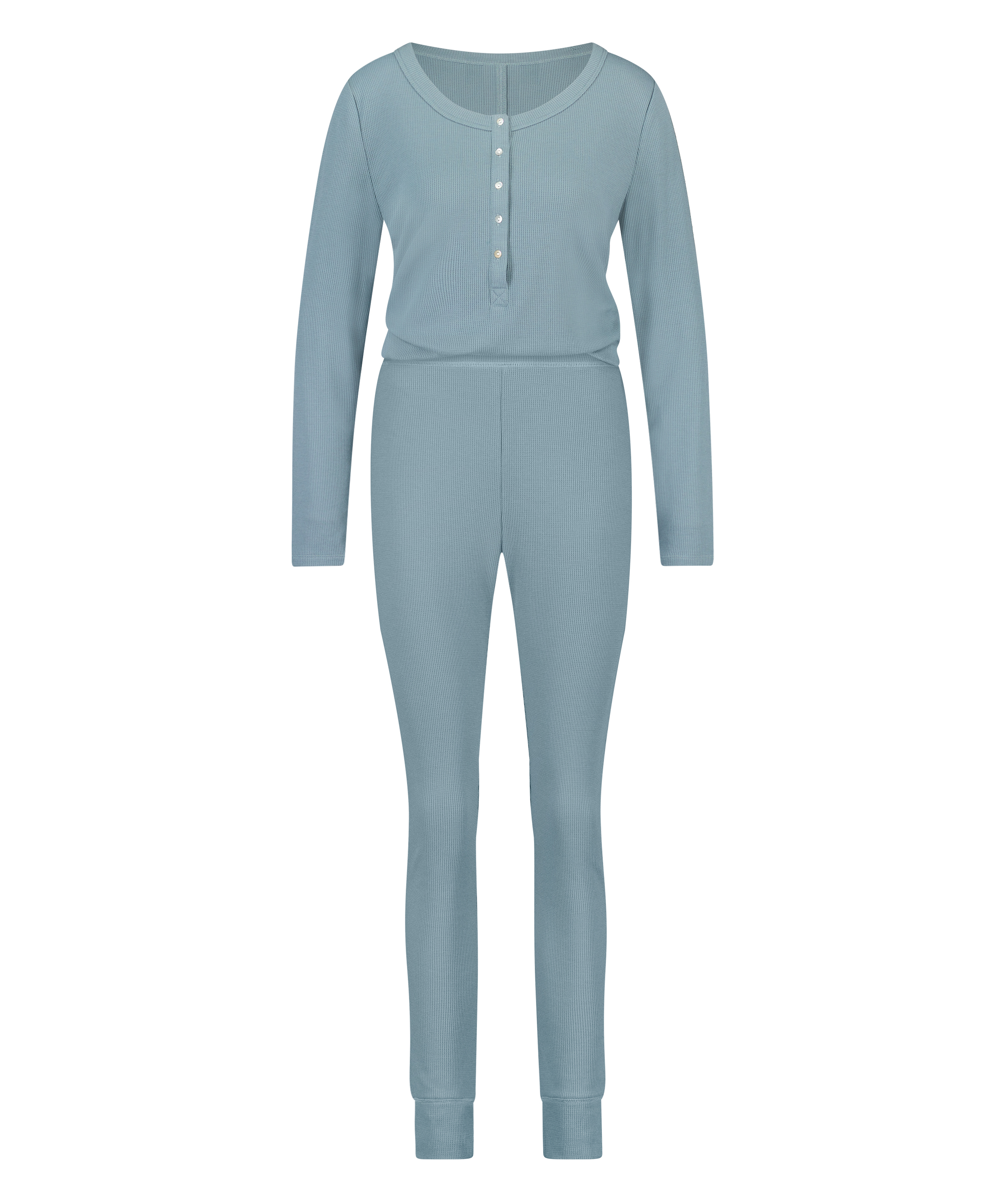 Pyjama Waffle Placket, Bleu, main