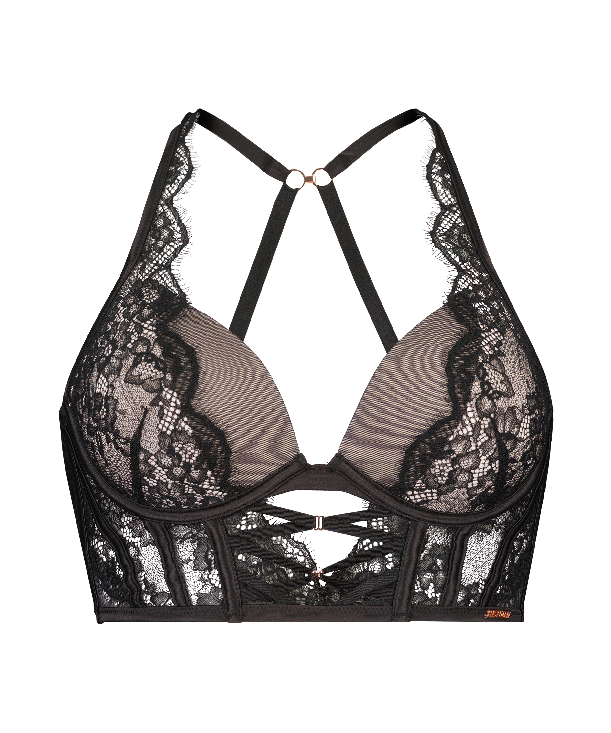 Soutien-gorge à armatures préformé longline Margaret Lucy Hale, Noir, main