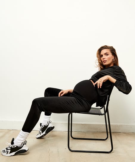 Pantalons de survêtement de maternité en velours Shimmer, Noir