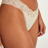 String taille extra basse en coton, Beige