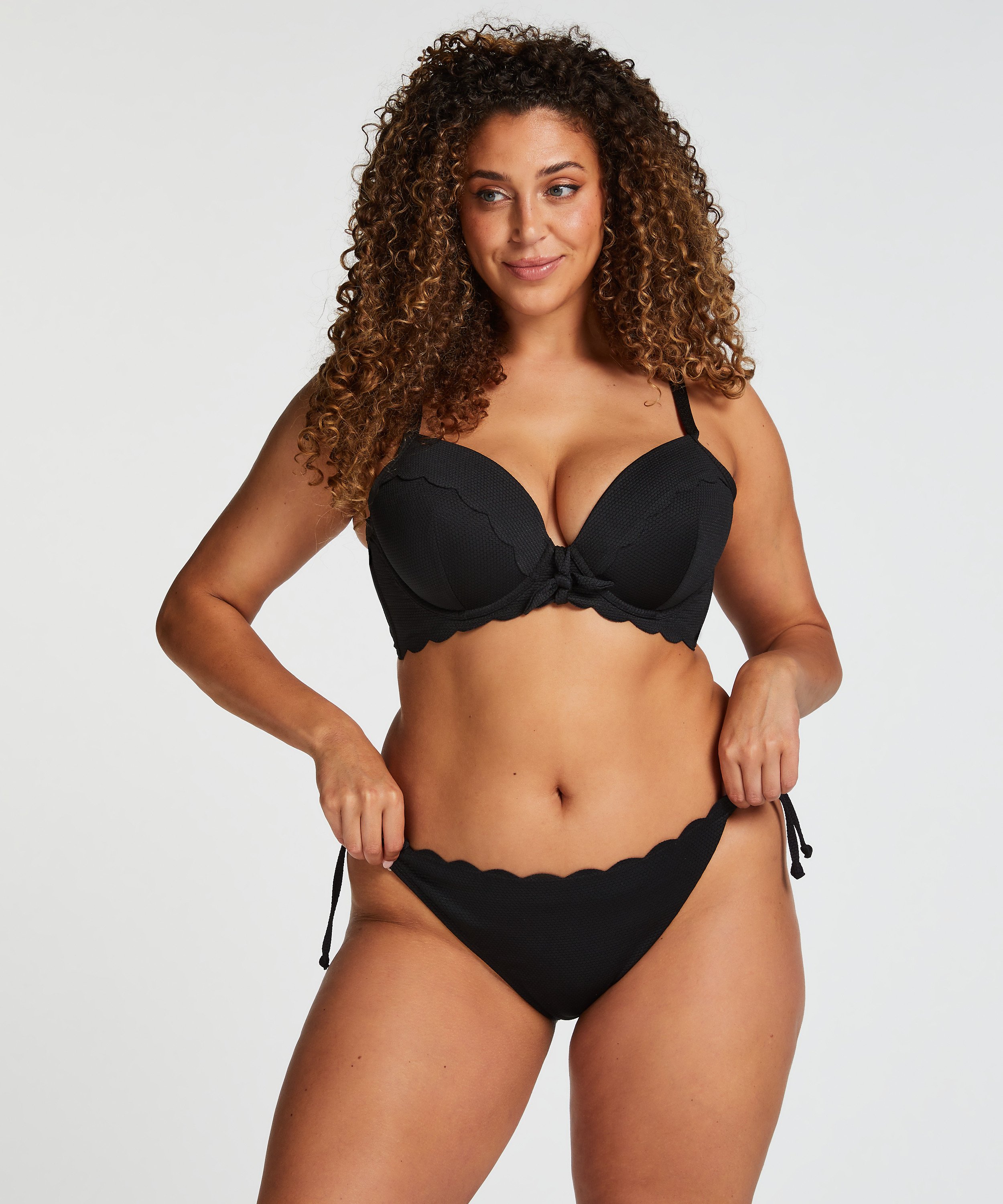 Bas de bikini Scallop, Noir, main