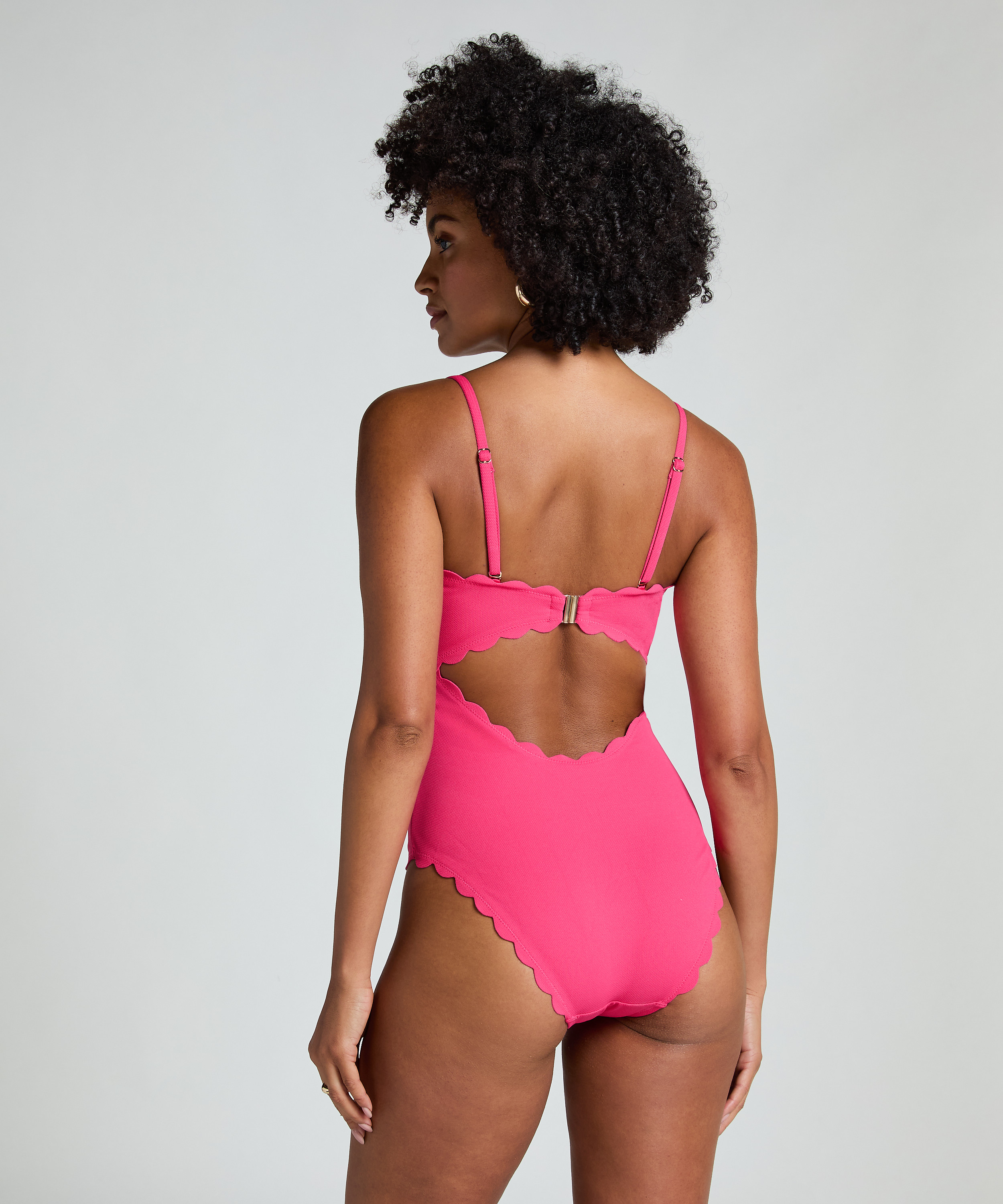 Maillot de bain Bandeau Scallop, Rose, main
