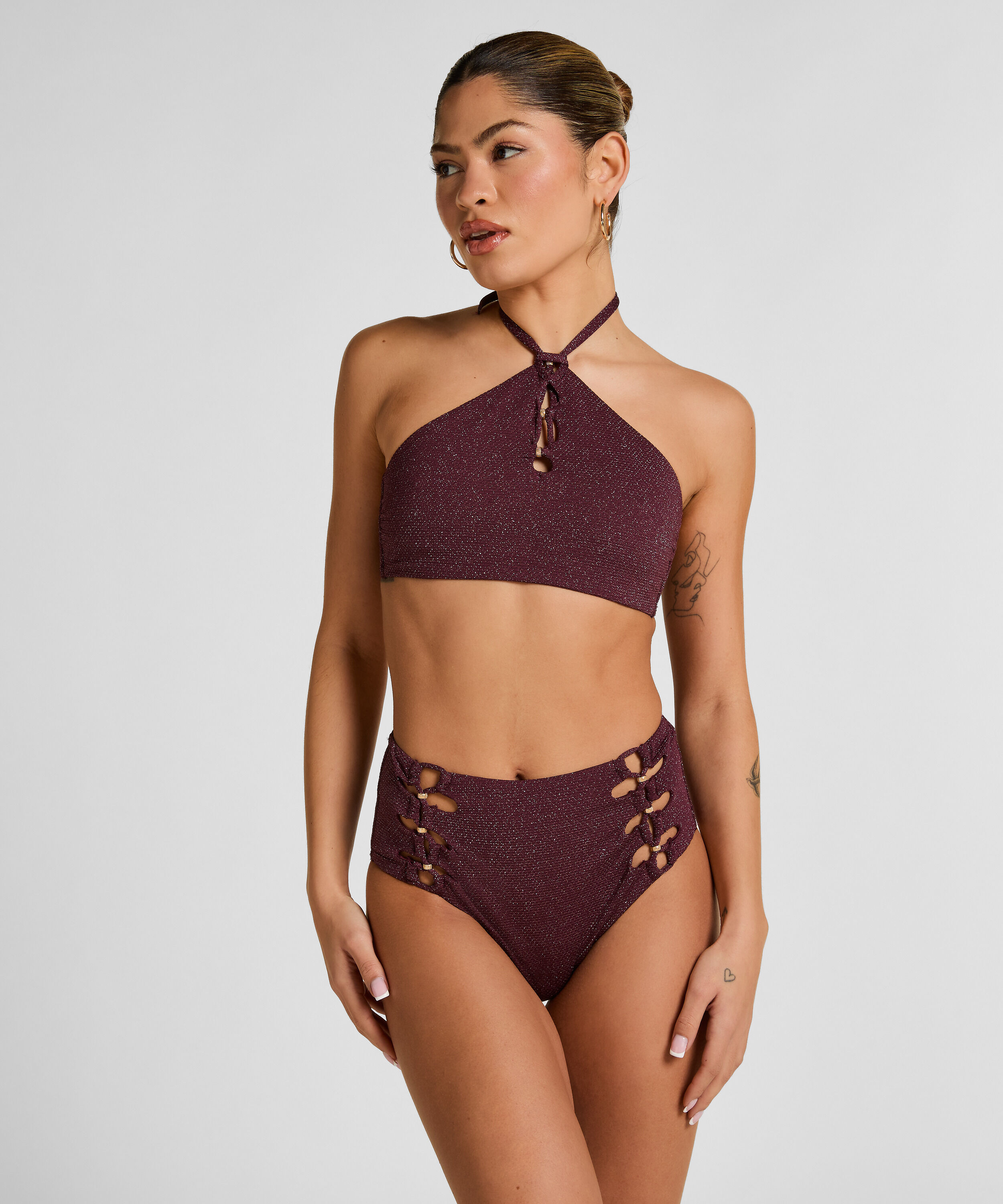 Culotte de Bikini Taille Haute Panama, Violet Culotte de Bikini Taille Haute Panama, Violet