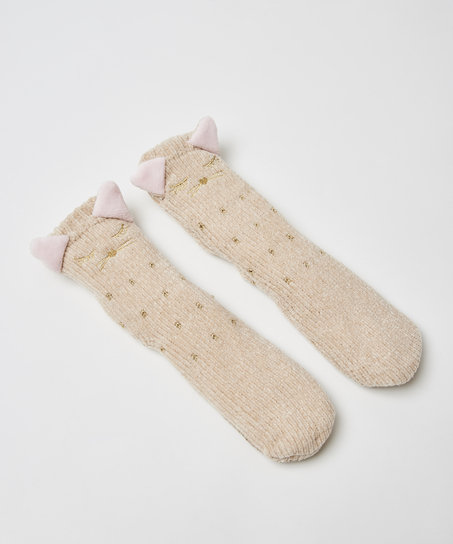 Chaussettes à semelle Fluffy, Blanc