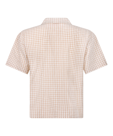 Veste en lin à carreaux, Beige