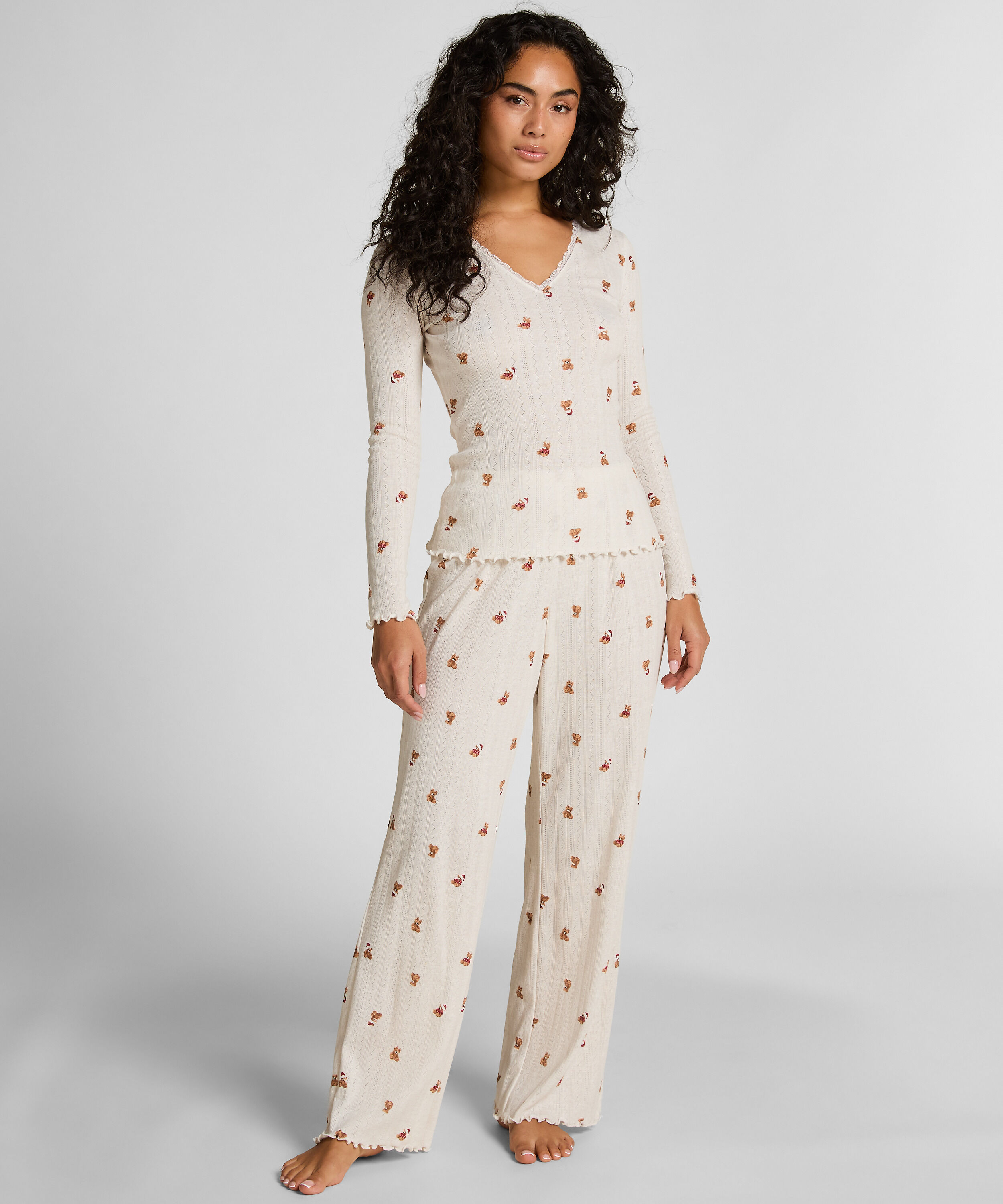 Ensemble de Pyjamas Pointelle, Blanc
