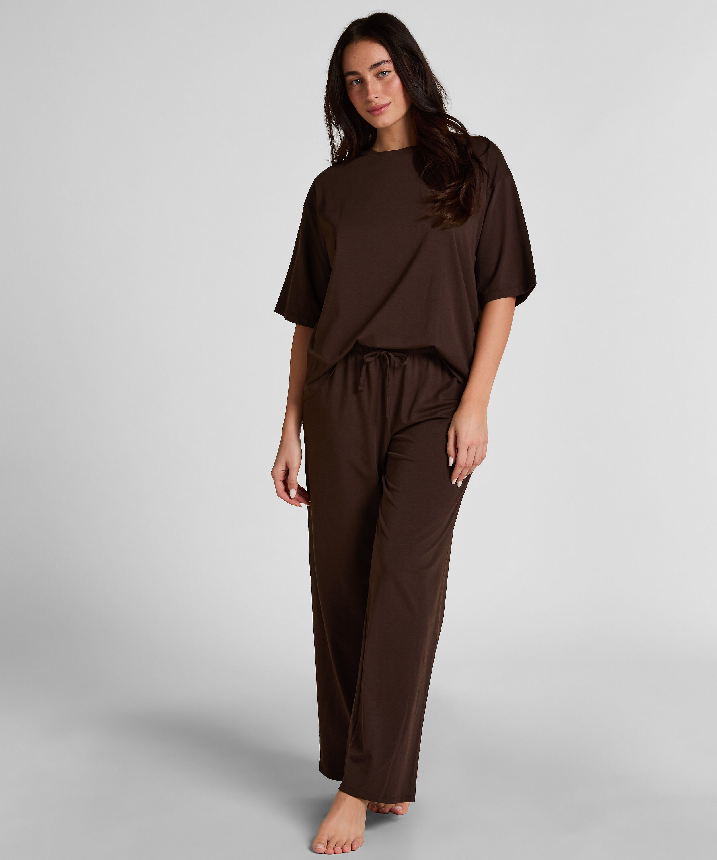 Pantalon de Pyjama Loose, Marron