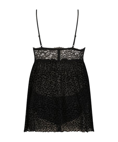 Baby-doll Animal flock Lace, Noir